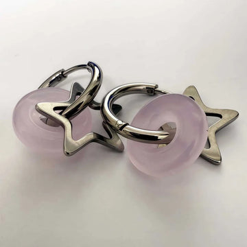 DAIIIBABYYY  -  Pentagram earrings, punk jewelry, pink, Gothic, stainless steel, Korean, Y2k, Hippie, five-pointed star, ear rings For Women
